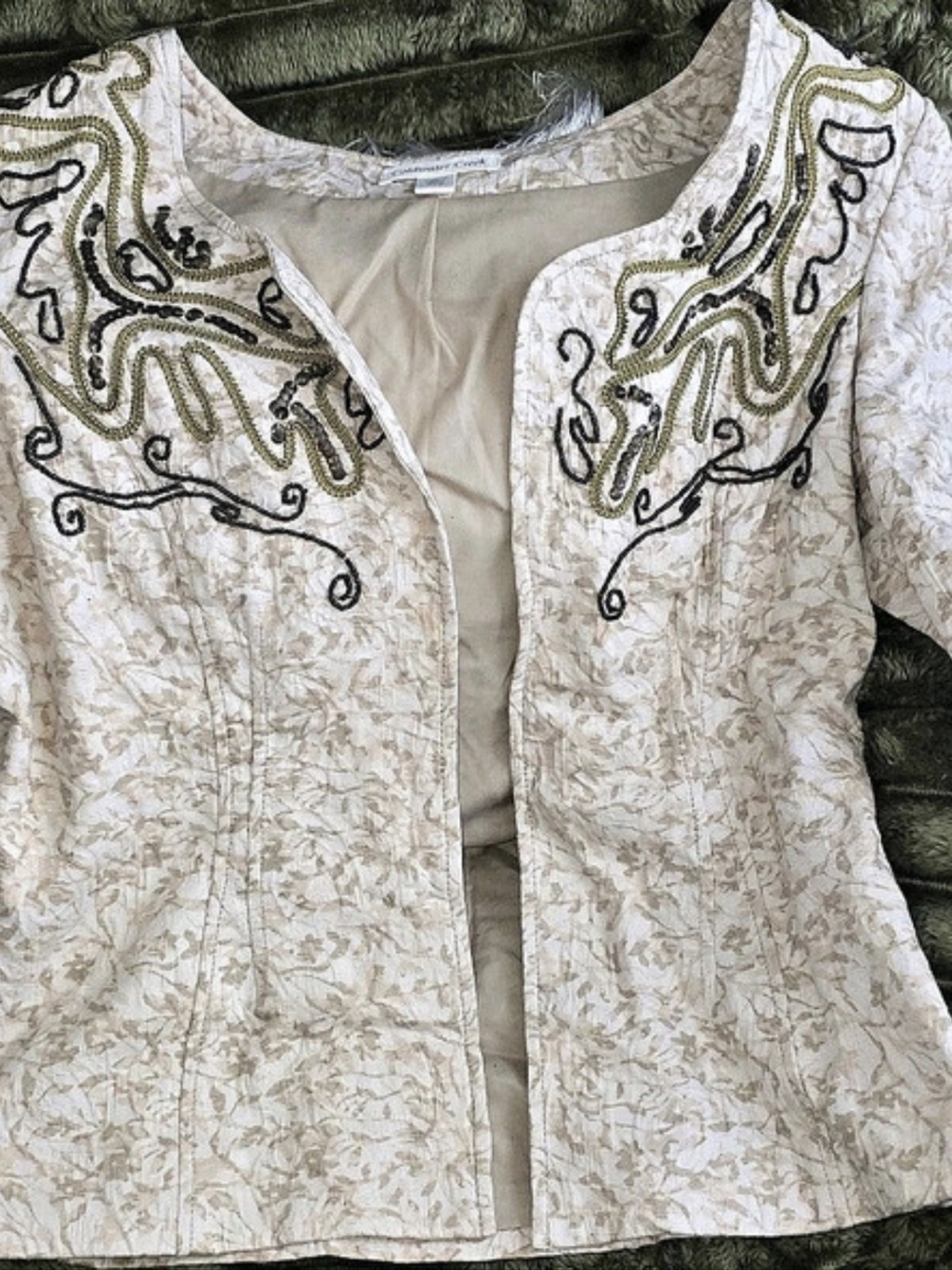 Coldwater Creek Embroidered Floral Jacket in Cream P10 Y2K-ERA Art To Wear